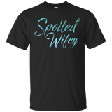 Wifey And Hubby - Spoiled Wifey Blue Watercolor T-shirt_black=