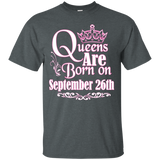 Queens Are Born On September 26th Funny Birthday T-Shirt_Black