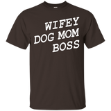 Womens Wifey Dog Mom Boss Dog Lover T-shirt_Black