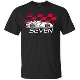 Race Car 7th Birthday T-Shirt Seven Year Old Boy Party_Black
