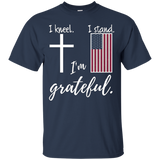 Christian Kneel Cross Stand Flag Patriotic Gift Shirt_black