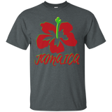 Women's Mi Love Jamaica Red Hibiscus Souvenir T-Shirt_Black