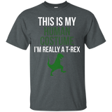 Human Costume I'm Really A T-rex Funny Halloween T-shirt_black=