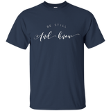 Womens Be Still and Know Christian Faith T-Shirt_Black