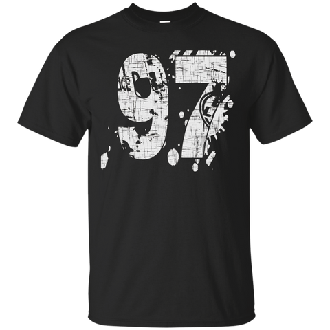 #97 Distressed Grungy Numbered T-shirt Printed Front & Back_black