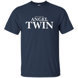 Here Comes The Angel Twin T-shirt Funny Twin Tee Funny Twins_black=