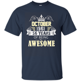 October 1961 Shirt - 56 Years Of Being Awesome T- Shirt_asphalt=