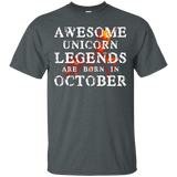 Unicorn Legends Born In October Birthday Shirt_black=