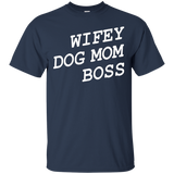 Womens Wifey Dog Mom Boss Dog Lover T-shirt_Black