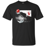 They All Float Red Balloon Halloween T-Shirt Graphic Tee_Black