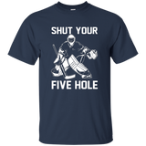 Shut Your Five Hole T-Shirt - Funny Ice Hockey Gift Ideas_Black