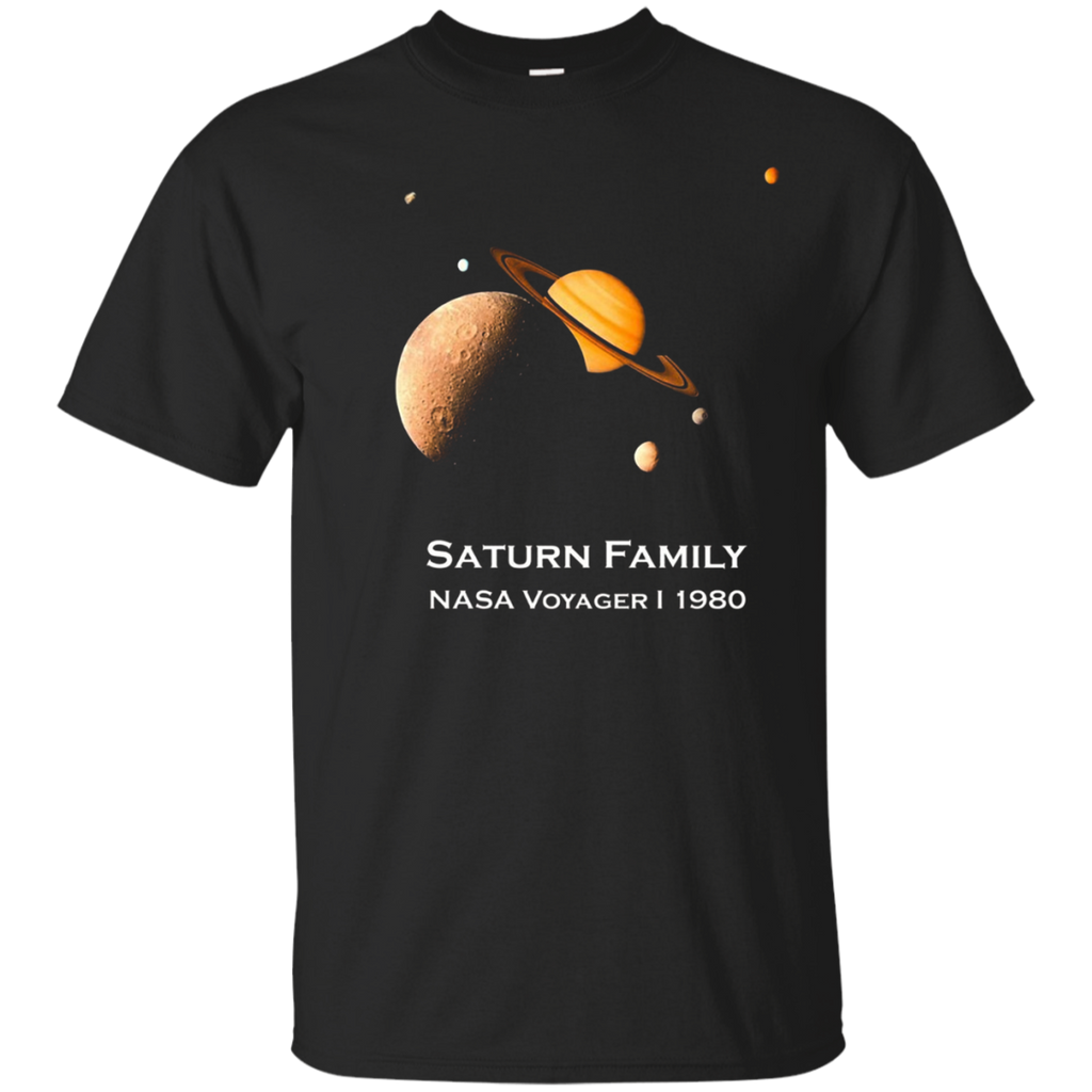 Saturn Family T-shirt Planet & Satellites NASA 1980_Black