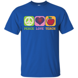 Peace Love Teach T-Shirt Teachers & Students Back to School_Black