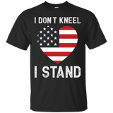 I Don't Kneel - I Stand American Flag Love Heart Tee_black