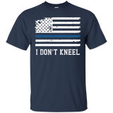 I Don't Kneel - Proud To Stand Anthem Thin Blue Line Tee_black