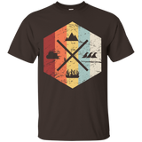 Retro Four Elements (Earth, Water, Fire, Air) T-Shirt_Black