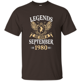 Legends Are Born In September 1980 Birthday Gift Shirt