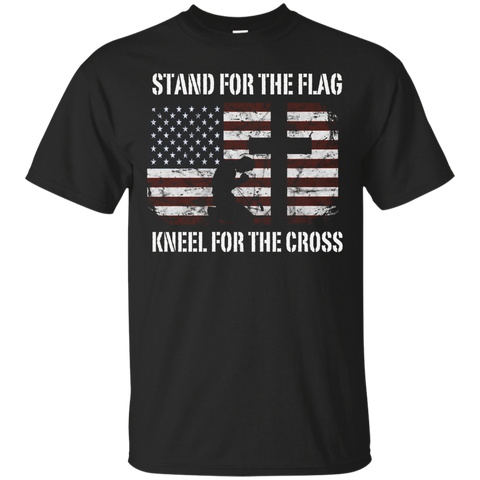 Stand For The Flag Kneel For The Cross American Flag T-shirt_black=