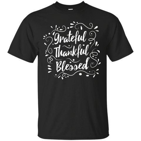 Thankful Grateful Blessed Shirt Christian Bible Psalm 107_Black