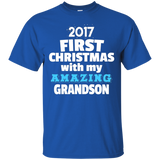 First Christmas With Grandson - Shirt For New Grandparents_black=