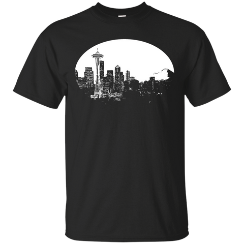 Seattle Skyline T-Shirt - Best Seattle T - Rainier & Needle_Black