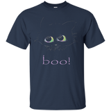 Handdrawn Black Cat Boo Halloween Teen Girl T Shirt_black=