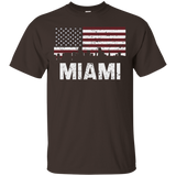 Miami FL American Flag Skyline Distressed T-Shirt_Black