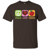 Peace Love Teach T-Shirt Teachers & Students Back to School_Black