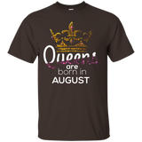 Queens Are Born in August Birthday B-day Gift T-shirt_Black