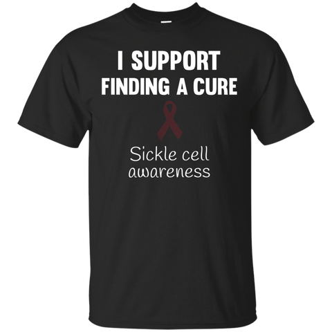Sickle cell awareness Burgundy ribbon T Shirt Men Women Kids_Black