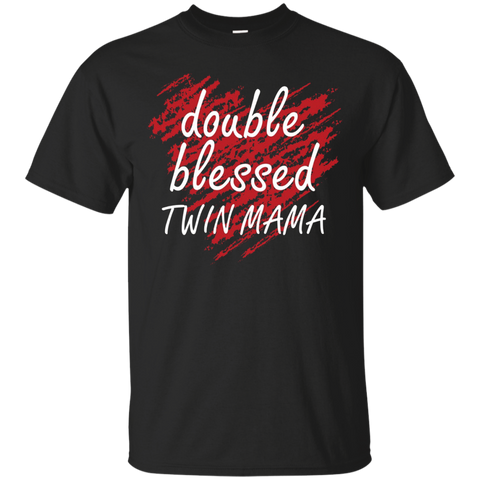 Double Blessed Twin Mama T Shirt Women's Mother Gift Mom_black