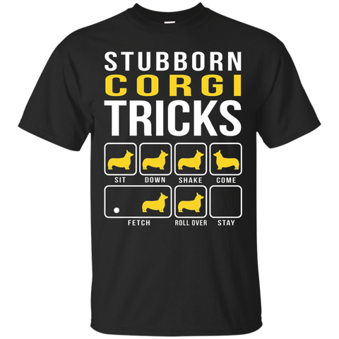 Stubborn Corgi Tricks Funny T-Shirt_Black