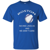 Distressed Boston No One Likes Us Tee Baseball T Shirt_navy