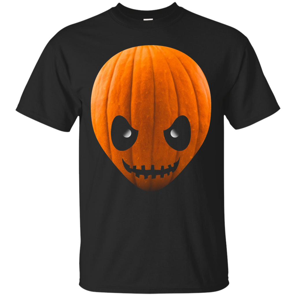 PUMPKIN HALLOWEEN ALIEN HEAD T SHIRT JACK O LANTERN_Black