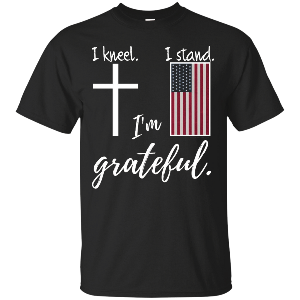 Christian Kneel Cross Stand Flag Patriotic Gift Shirt_black