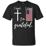Christian Kneel Cross Stand Flag Patriotic Gift Shirt_black