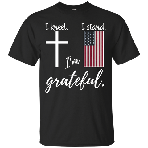 Christian Kneel Cross Stand Flag Patriotic Gift Shirt_black