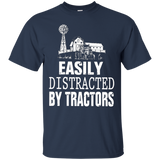 Farmer Gift - Easily Distracted By Tractors Tshirt_black=