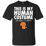 This Is My Human Costume I'm Really A Puppy Halloween Shirt_Black