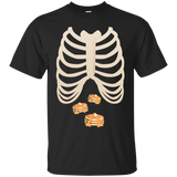 Pancakes Fans Lovers Tshirt Halloween Skeleton Rib Cage Xray_Black
