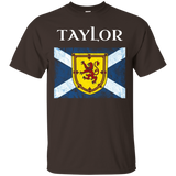 Taylor Scottish Clan Name T Shirt Coat Arms Lion Flag_Black