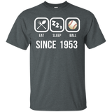 Eat Sleep Baseball Since 1953 T-shirt 64th Birthday Gift Tee_black=