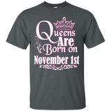 Queens Are Born On November 1st Funny Birthday T-shirt_black=