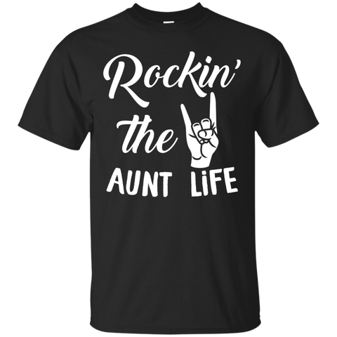 ROCKING THE AUNT LIFE T-Shirt Awesome Aunt Shirt Gift_Black