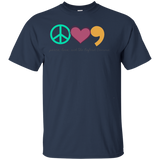 Peace, Love, And The Oxford Comma Writers T-shirt_Black
