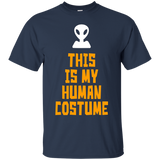 This Is My Human Costume Alien Halloween Funny T-shirt_black=