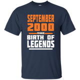 September 2000 17 Years Old Birthday Gift T-Shirt Made in_Black