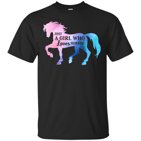 Watercolor Horse TShirt ~ Just A Girl Who Loves Horses Shirt_Black