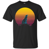 Synthwave Neon Retro Wolf T-shirt_Black