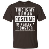 Rooster Halloween Costume Shirt Funny Easy for Kids Adults_Black